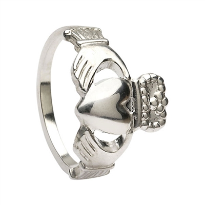 14k White Gold Standard Small Claddagh Ring 10mm