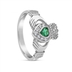 14k Yellow Gold Diamond & Emerald Claddagh Ring 12.4mm