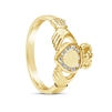 10k Yellow Gold Diamond Claddagh Ring 12.4mm