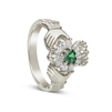 10k Yellow Gold Diamond & Emerald Claddagh Ring 12.2mm