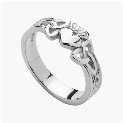 Platinum Ladies Trinity Knot Claddagh Ring 7.6mm