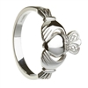 10k White Gold No.4 Style Ladies Claddagh Ring 13.4mm