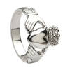 10k White Gold No.5 Style Heavy Men's Claddagh Ring 14mm