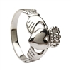 10k White Gold No.5 Style Medium Men's Claddagh Ring 14mm