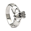 14k White Gold No.6 Style Men's Claddagh Ring 12.5mm