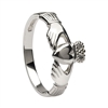 14k White Gold Small Heavy Small Claddagh Ring 8.6mm