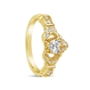 14k White Gold Diamond Set Heart Claddagh Ring 12.4mm