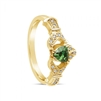 14k White Gold Emerald Set Heart Claddagh Ring 12.4mm