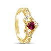 14k White Gold Ruby Set Heart Claddagh Ring 12.4mm