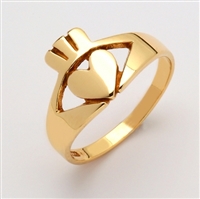 10k Yellow Gold Contemporary Small Claddagh Ring 10mm