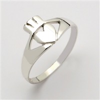 10k White Gold Contemporary Small Claddagh Ring 10mm