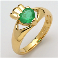 14k Yelow Gold Ladies Agate Claddagh Ring