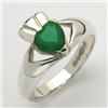 14k White Gold Ladies Agate Claddagh Ring