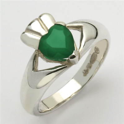 Sterling Silver Ladies Agate Claddagh Ring