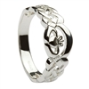 14k White Gold Ladies Nua Celtic Claddagh Ring 8mm