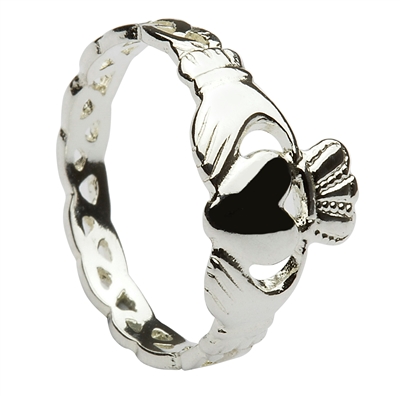 Sterling Silver Ladies Open Braided Claddagh Ring 9mm