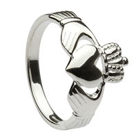 Sterling Silver Ladies Traditional Heavy Claddagh Ring 10mm