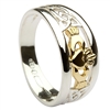 Sterling Silver Celtic Claddagh Ring With a 10k Yellow Gold Center 8mm