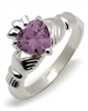 Sterling Silver Synthetic Alexandrite (Jun) Birthstone Claddagh Ring 9mm