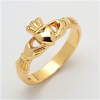 10k Yellow Gold Ladies Xtra Heavy Claddagh Ring 9.5mm