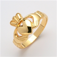 10k Yellow Gold Ladies Medium Claddagh Ring 11mm