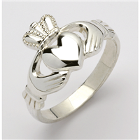 10k White Gold Ladies Medium Claddagh Ring 11.5mm