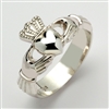 10k White Gold Xtra Heavy Men's Claddagh Ring 13mm