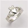 10k White Gold Small Claddagh Ring With Trinity Knot Cuffs 9mm