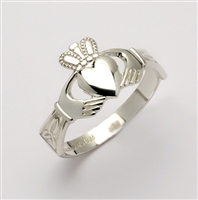 Sterling Silver Small Claddagh Ring With Trinity Knot Cuffs 9mm