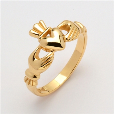 14k Yellow Gold Heavy Men's "Mo Chroi" Claddagh Ring 11mm