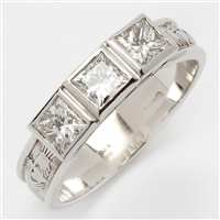 14k White Gold 3 Stone Ladies Diamond Claddagh Ring