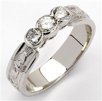 14k White Gold Ladies Diamond Claddagh Ring