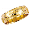 14k Yellow Gold Men's Wide Trinity Claddagh Wedding Ring 7.5mm