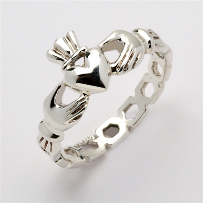 Sterling Silver Ladies Pierced "Mo Chroi" Claddagh Ring 10.5mm