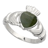 Sterling Silver Ladies Connemara Marble Claddagh Ring