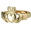 14k Yellow Gold Ladies Heavy Claddagh Ring 11mm