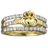 14k Yellow Gold Ladies Diamond Claddagh Dress Ring