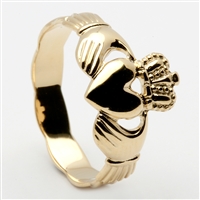 10k Yellow Gold Ladies Braided Shank Claddagh Ring 10mm