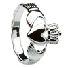 10k White Gold Men's Braided Shank Claddagh Ring 14mm