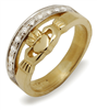 10k Yellow Gold Ladies Diamond Claddagh Ring 8mm