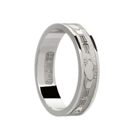 10k White Gold Ladies Claddagh Wedding Ring 6.1mm