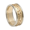 14k Yellow Gold Men's Embossed Celtic Knot Claddagh Wedding Ring 8.6mm