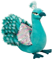 Payton Aqua Peacock Fuzzle 12" H