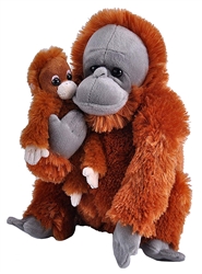 Mom and Baby Orangutan Plush Toy 12" H