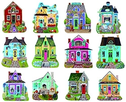 Cottages 12  Mini Shaped Puzzles  500 Piece Total by Lafayette Puzzle Company