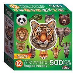 Wild Animals  12  Mini Shaped Puzzles  500 Piece Total by Lafayette Puzzle Company