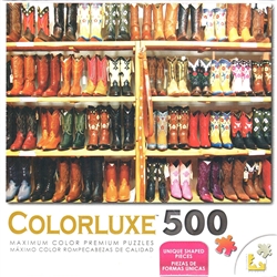 Rows of Colorful Cowboy Boots 500 Piece Puzzle