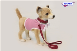 Hansa Chihuahua Puppy with Pink Coat and Leash