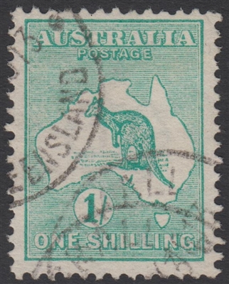 Kangaroo SG 11 First watermark 1/- die II Blue-green