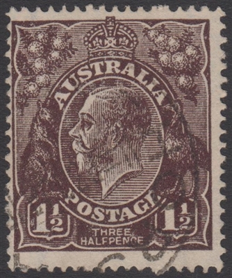 KGV SG 51 BW ACSC 84 1919 1Â½d Black-Brown King George V Australia